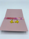 Pink & Yellow Watercolor Card w/Yellow Butterfly Earrings