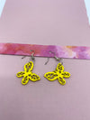 Pink & Yellow Watercolor Card w/Yellow Butterfly Earrings