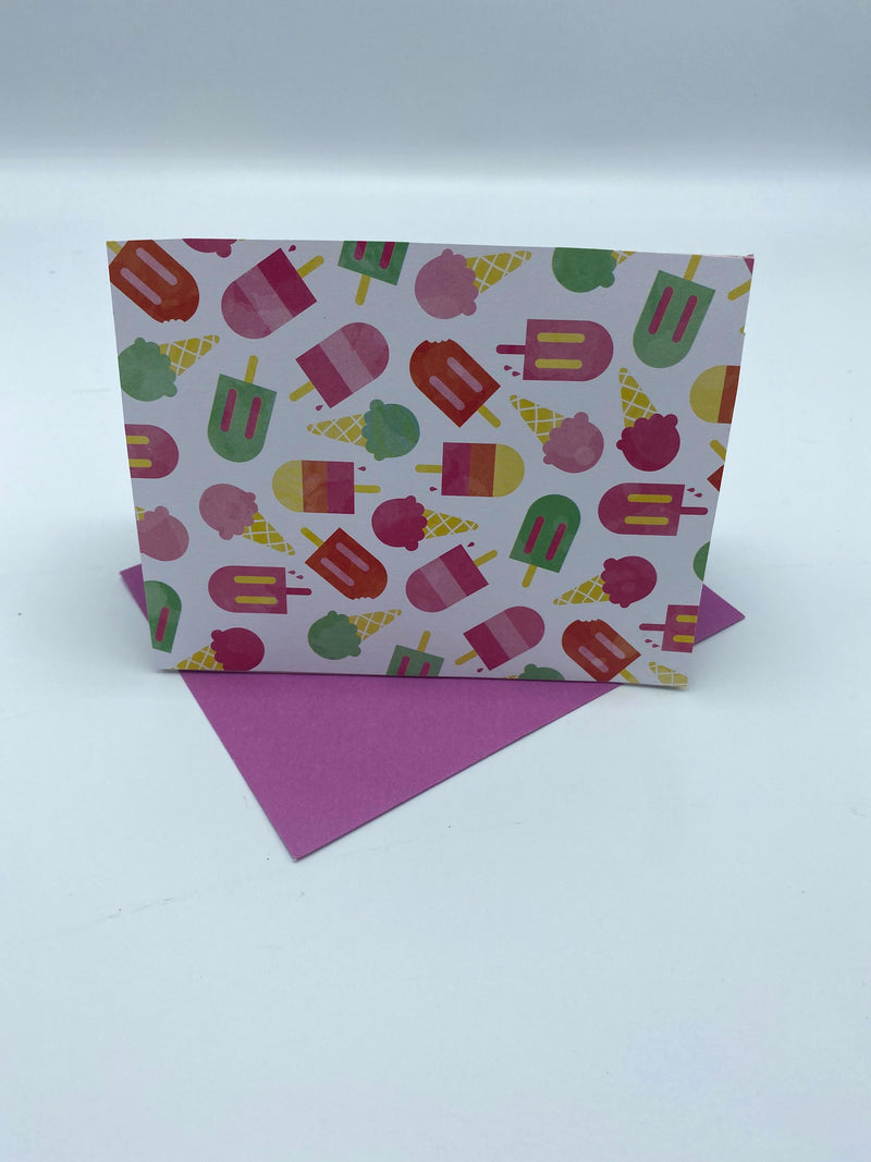 Pink & Green Popsicle Card w/ Green Butterfly Star Earrings