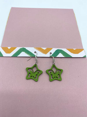 Pink & Green Popsicle Card w/ Green Butterfly Star Earrings
