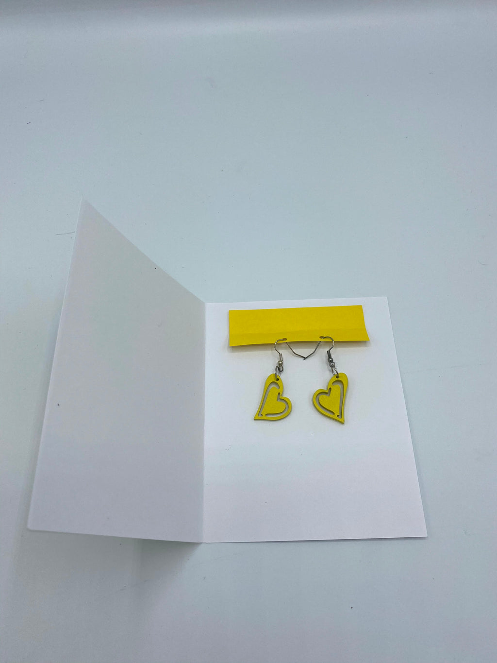 Green & Yellow Butterfly Card w/Yellow Heart Earrings