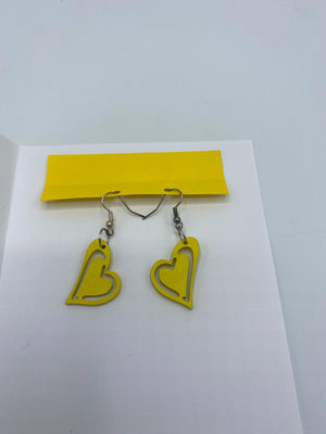 Green & Yellow Butterfly Card w/Yellow Heart Earrings