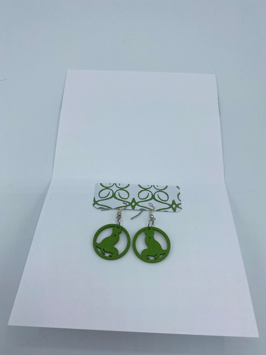 Green Card w/ Round Green Seal Earrings