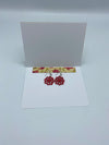 Pink & Yellow Floral Card w/Red Floral Earrings