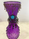 Three Piece Purple Vase Glassware Set w/ Jeweled Embellishments...