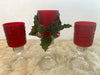 Three Piece Red Christmas Candle Glassware Set