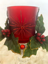 Three Piece Red Christmas Candle Glassware Set