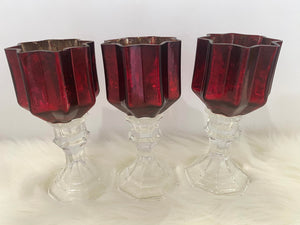 Three Piece Red Candle Glassware Set