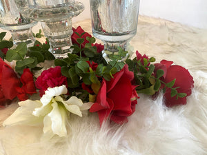 Three Piece Candle Glassware Set w/Floral Candle Ring