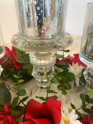 Three Piece Candle Glassware Set w/Floral Candle Ring