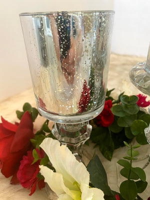Three Piece Candle Glassware Set w/Floral Candle Ring