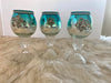Three Piece Metallic Turquoise & Silver Candle Glassware Set