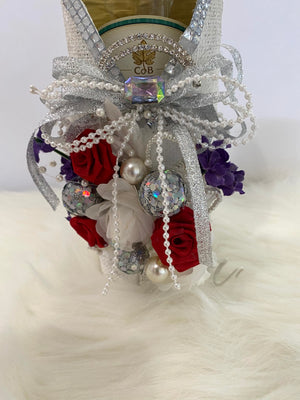 Handmade Wine Bottle Wrap w/ Rhinestones & Floral Embellishment...