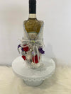 Handmade Wine Bottle Wrap w/ Rhinestones & Floral Embellishment...