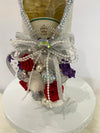 Handmade Wine Bottle Wrap w/ Rhinestones & Floral Embellishment...
