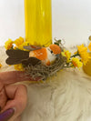 Three Piece Yellow Vase & Candle Glassware Set