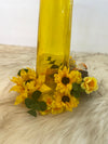 Three Piece Yellow Vase & Candle Glassware Set