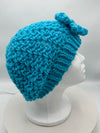 Turquoise Beanie w/ Rosette w/ Turquoise & Green Jeweled Embellishment