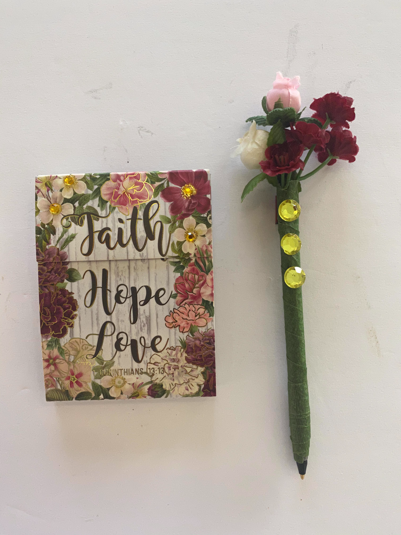 Faith, Hope, Love Notepad W/Magnetic Pen
