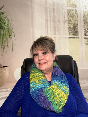 Multi-Colored Hand Knitted Infinity Scarf