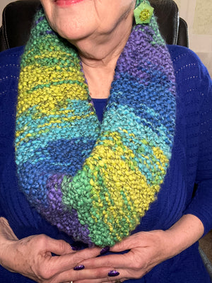 Multi-Colored Hand Knitted Infinity Scarf