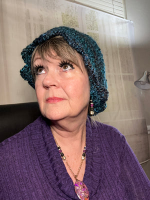Sapphire Blue & Purple Scalloped Beanie