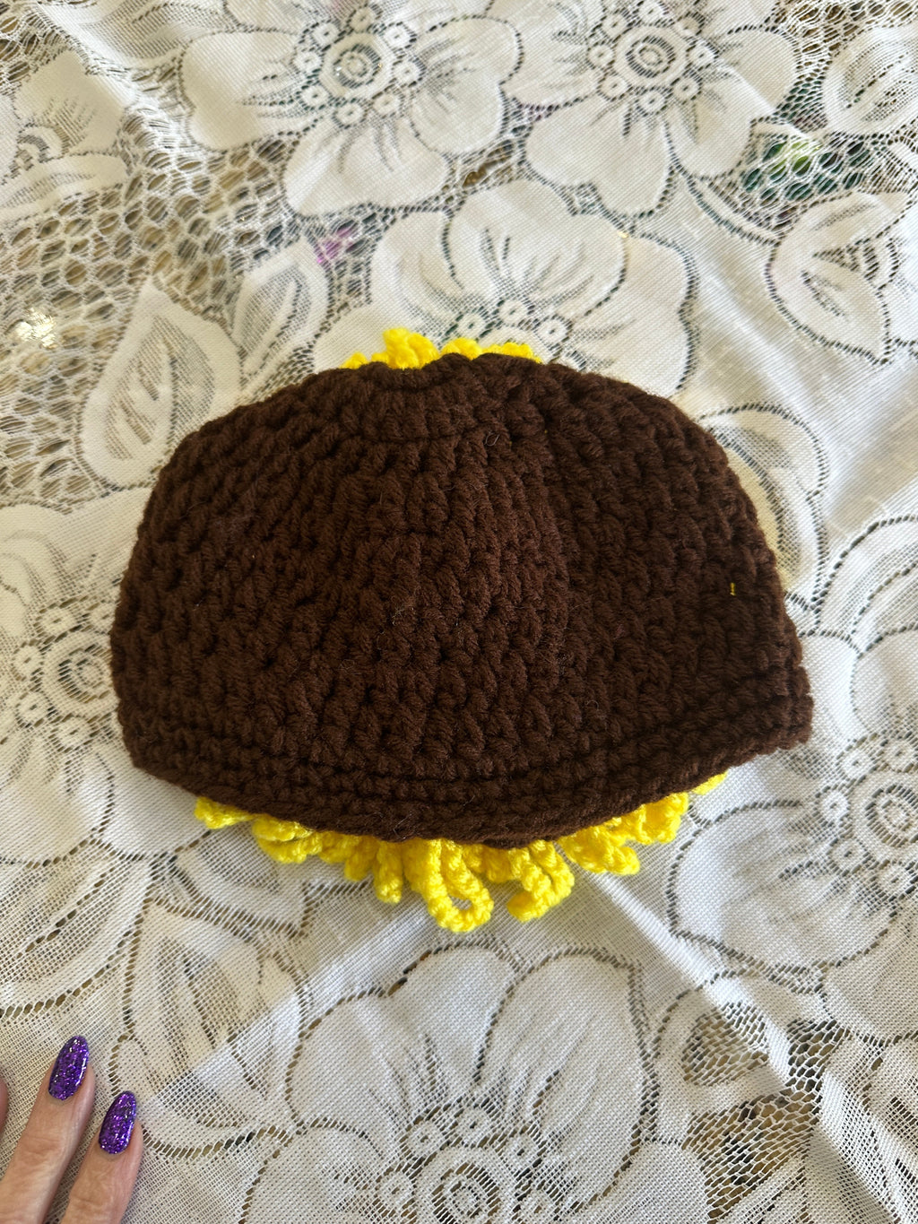 Sunflower Hand Crocheted Beanie