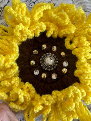 Sunflower Hand Crocheted Beanie