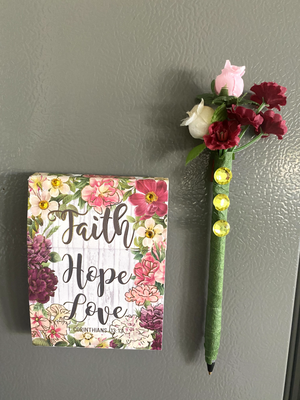 Faith, Hope, Love Notepad W/Magnetic Pen